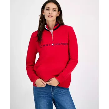 Dámská mikina Tommy Hilfiger dámská mikina se zipem Embroided Logo červená XL