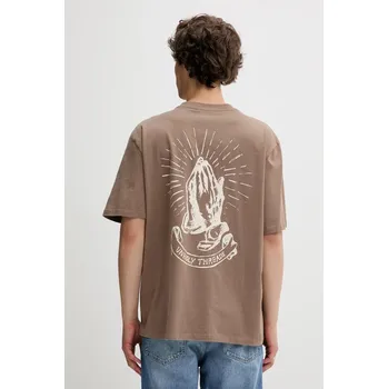 Pánské oblečení Bavlněné tričko The Ragged Priest RPSS252053JS hnědá 84X, vel. M