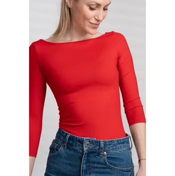 Dámské tričko Padnetito.cz Dámské tričko červené, lodičkový výstřih, 3/4 rukáv Velikost: XL, Střih: rovný, Délka: prodloužená je o 4-5 cm delší