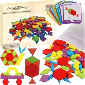 Dřevěná hračka Dřevěné vzdělávací puzzle - geometrické tvary