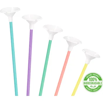 Jednorázové nádobí Papírové tyčky na balonky pastel mix 10 ks