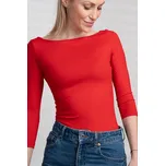Padnetito.cz Dámské tričko červené, lodičkový výstřih, 3/4 rukáv Velikost: XXL, Střih: áčkový, Délka: prodloužená je o 4-5 cm delší