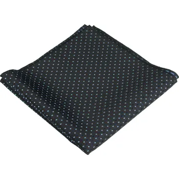 Látkový kapesník Černý pánský kapesníček s tmavě a světle modrými puntíky