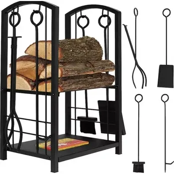 Stojan na dřevo ke krbu s příslušenstvím PK011