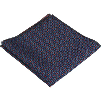 Látkový kapesník Modrý pánský kapesníček s jemným červeným geometrickým vzorem
