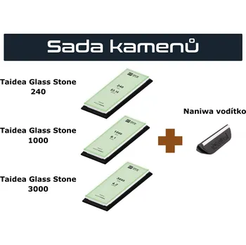 Sada brusných kamenů Taidea Glass Stone 240/1000/3000 + vodítko Naniwa