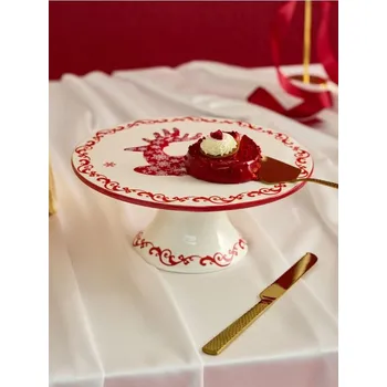 Sinsay - Vánoční keramický podnos na nožce s motivem soba - bílá - 665GI-00X - 665GI-00X-ONE