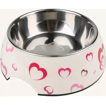 Miska pro psa Miska nerez Dog Fantasy kulatá srdíčka 160ml
