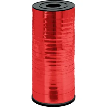 Stuha Dárková dekorativní plastová lesklá stuha červená 92 m