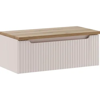 Policová skříň Závěsná skříňka pod umyvadlo Nova Cashmere s deskou 80 cm kašmírová/dub coast evoke