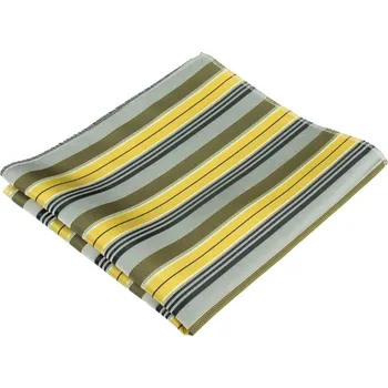 Látkový kapesník Žluto stříbrný pánský kapesníček s pruhovaným vzorem