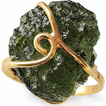 Prsten Vltavín Moldavite Zlatý prsten s vltavínem P27 0014