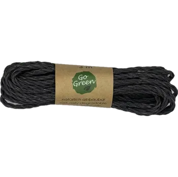 Stuha Dekorační provázek Go Green Cotton Cord – Anthracite Grey antracitový 3mm x 3m (6,-Kč/m) (Dekorační provázek kroucený, materiál bavlna, barva antracitová, pevný, matný)