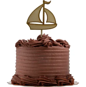 Dřevěný zápich Plachetnice z březové překližky | dekorace na dorty, kytice a aranžmá