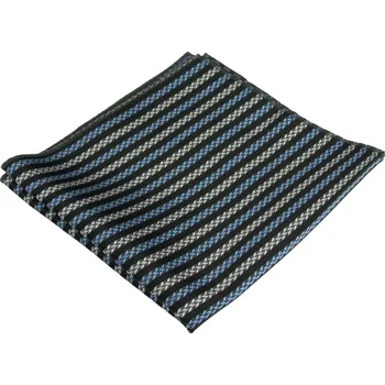 Látkový kapesník Černo modrý pánský kapesníček s jemným pruhovaným vzorem