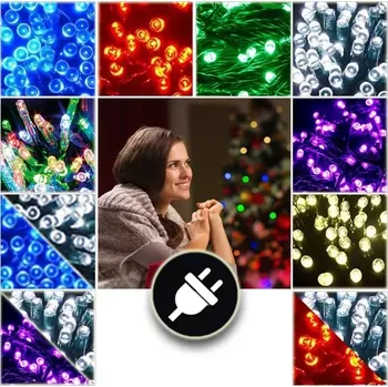 Vánoce Vánoční osvětlení 210 LED - Řetězy v 6 barvách o délce 21 metrů.