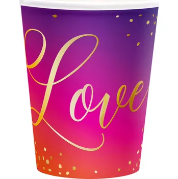 Party nádobí Papírové párty kelímky Love 6 ks