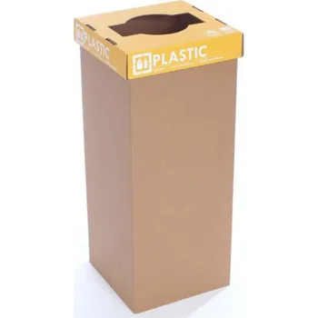 Odpadkový koš RECOBIN Office kartonový koš na tříděný odpad PLASTIC, žlutý, 50 l, recyklovaný