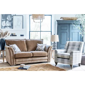 Pohovka BARRINGTON FURNITURE Sedací souprava do srubu Evesham hnědá a kostka