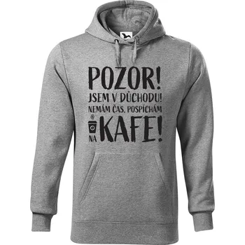 Pánská mikina DOBRÝ TRIKO Pánská mikina s potiskem Důchodce kafe Velikost pánské mikiny: 5XL, Barva: Tmavě šedý melír