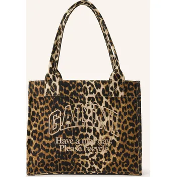 Kabelka Ganni Nakupující, hnědá / béžová / černá