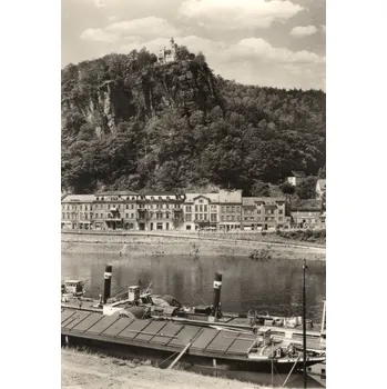 Stará Pohlednice A16, Děčín - Pohled na Labské nábřeží s Pastýřskou stěnou