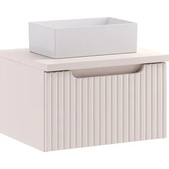 Policová skříň Závěsná skříňka Nova Cashmere Gaja s deskou a umyvadlem 50 cm kašmírová