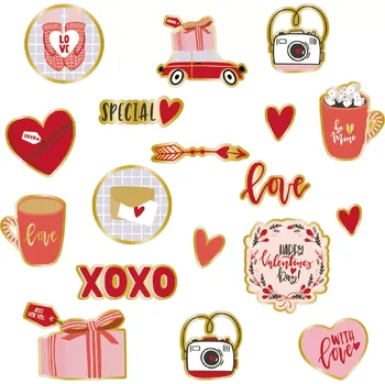 samolepka Valentýnské samolepky s romantickým motivem 18 ks