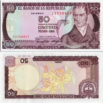 Bankovka Kolumbie, 1986, 50 Peso Oro, Pi. 425b, N/UNC