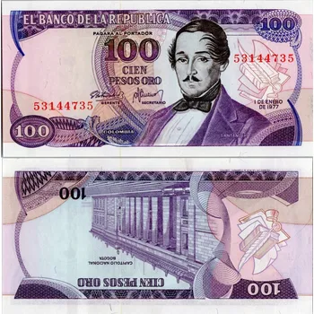 Bankovka Kolumbie, 1977, 100 Peso, Pi. 418a.1, N/UNC