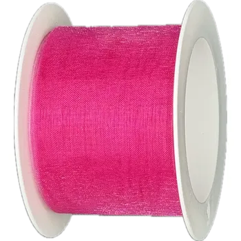 Stuha Organzová stuha ORGANDY Shocking Pink růžová 40mm x 4m (7,-Kč/m) (Stuha organzová, barva sytě růžová, průsvitná, oboustranná, čistě řezaná Hot Cut)