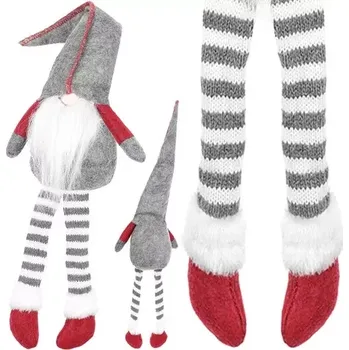 Vánoční dekorace Sedící skřítek – šedý elf 50 cm