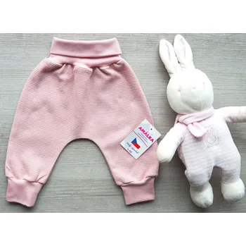 AMÁLKA Bavlněné rostoucí kalhoty vafle, pudrově růžové Velikost: 74