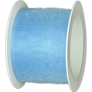 Stuha Stuha organzová ORGANDY Sky Blue sv. modrá 40mm x 4m (7,-Kč/m) (Stuha organzová, barva světle modrá, průsvitná, oboustranná, čistě řezaná Hot Cut)