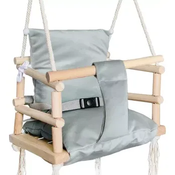 Hra na zahradu Dřevěná dětská houpačka – šedá