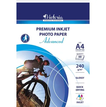 Fotopapír VICTORIA Advanced fotografický papír lesklý A4, 240 g/m², pro inkoustové tiskárny, 50 listů