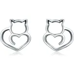 Elenys stříbrné náušnice Milovaná kočka