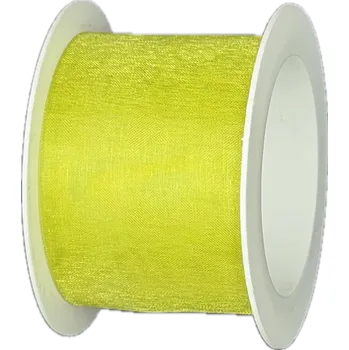 Stuha Stuha organzová ORGANDY Light Green sv.zelená 40mm x 4m (7,- Kč/m) (Stuha organzová, barva světle zelená, průsvitná, oboustranná, čistě řezaná Hot Cut)