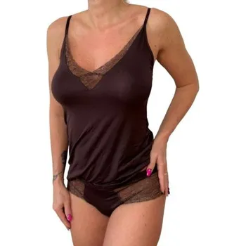 Dámská noční košile Dámská souprava Follia Elisa Lorna hnědá M