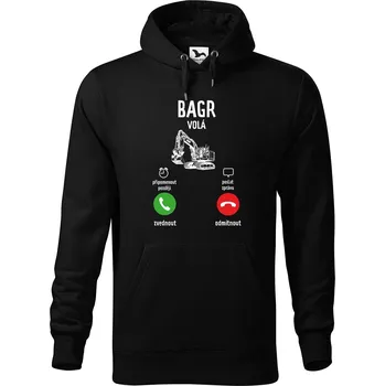 Pánská mikina DOBRÝ TRIKO Pánská mikina s potiskem Bagr volá Velikost pánské mikiny: 4XL, Barva: Černá