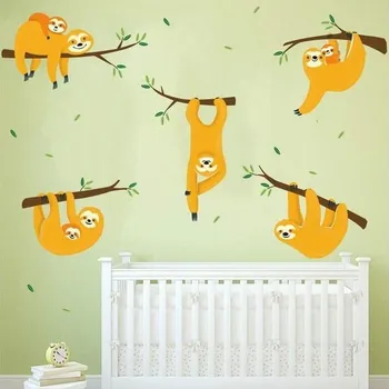 Kolo pro motocykl Samolepky na zeď s lenostmi ufengke, dekorativní samolepky na zeď s větvemi stromů do ložnice a