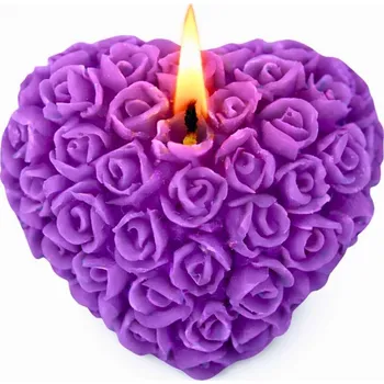 Svíčka Vonná svíčka Růžičkové srdíčko | 25 g | Svíčkománie3D | Barva: Fialová