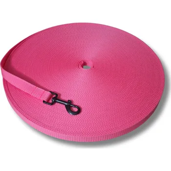 Vodítko pro psa Stopovací vodítko Clasic pro velká a obří plemena - NEON RŮŽOVÁ, 10 m, Karabina 90 mm - pro velká plemena - pochromováno