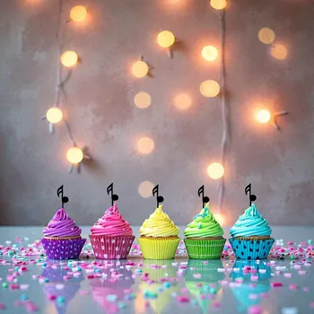 Party dekorace PLA mini zápich Nota – sada 5 ks | dekorace na muffiny a dorty