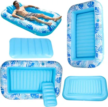 Nafukovací matrace KIK Nafukovací matrace na plavání, lehátko s polštářem modré barvy