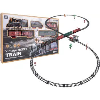 Vláček a vláčkodráha RKToys Retro vláčkodráha s kouřem světlem a zvukem Vintage