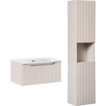 Koupelnový nábytek Koupelnová sestava Nova Cashmere Sky II se zápustným umyvadlem a skříňkami 60 cm kašmírová