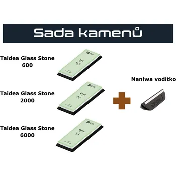Sada brusných kamenů Taidea Glass Stone 600/2000/6000 + vodítko Naniwa