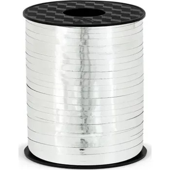 Stuha Lesklá plastová dárková stuha stříbrná 458 m
