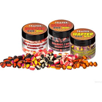 Návnadová surovina Traper Wafter mini duo color Method Feeder 6mm - 15g Příchuť: Česnek a Halibut